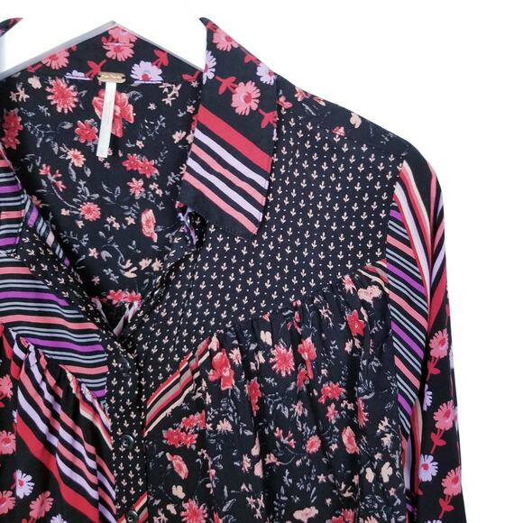 FREE PEOPLE Hazel Buttondown Floral Blouse - Size L - Picture 4 of 11